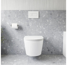 Moderná kúpeľňa so závesným WC, ovládacím panelom a držiakom toaletného papiera