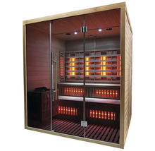 Infračervená sauna so sklenenou prednou stenou a dreveným obkladom