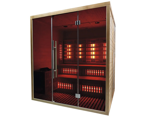 Infrasauna z dreva so sklenenými dverami