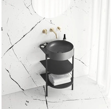 Kúpeľňová umývadlová skrinka s okrúhlym umývadlom na dosku a úložnými priehradkami