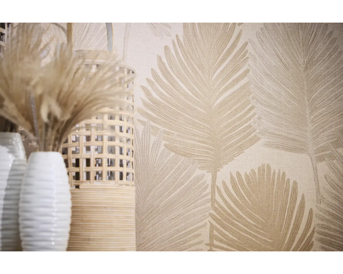 Dekoratívna tapeta so vzorom listov a vázami