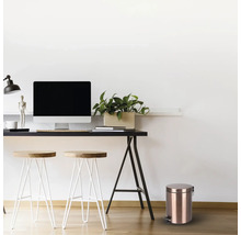 Pracovňa so stolom, stoličkami a odpadkovým košom s pedálom