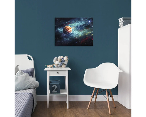 Dekoratívny nástenný obraz s motívom vesmíru v detskej izbe