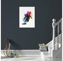 Maľba s futbalistom na farebnom pozadí