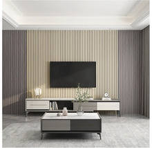 Moderná obývacia izba s televízorom, skrinkou a konferenčným stolíkom