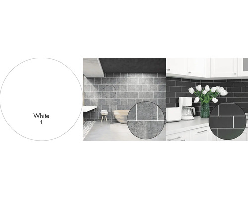 Použitie dlaždíc v kúpeľni a kuchyni s bielymi a tmavými dlaždicami.