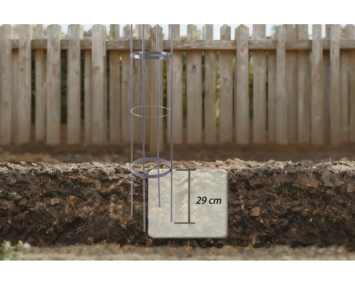 Podpera paradajok v zemi s hĺbkou 29 centimetrov