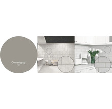 Aplikácie obkladov v kúpeľni a kuchyni s cementovo sivou farbou