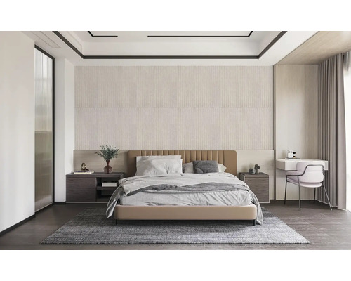 Spálňa s posteľou, nočnými stolíkmi, kobercom a písacím stolom