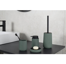 Kúpeľňová súprava s dávkovačom mydla, pohárom na zubné kefky, miskou na mydlo a WC kefou