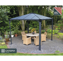 Altánok so stolom a stoličkami v záhrade