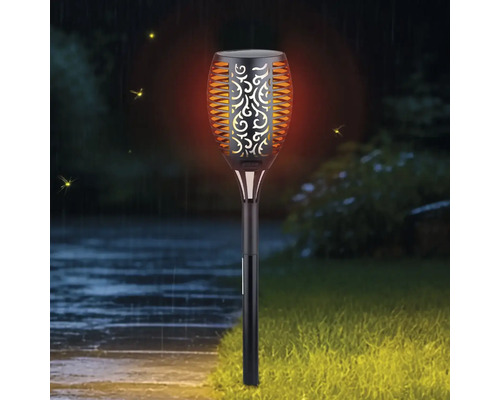 Dekoratívna záhradná pochodeň s plamenným efektom pre vonkajšie použitie.