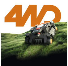 Robotická kosačka s pohonom všetkých kolies na trávniku