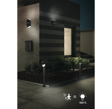 Exteriér s osvetlením cesty, osvetlením domu a poštovou schránkou