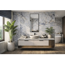 Kúpeľňa s umývadlom, zrkadlom, rastlinami a vaňou.