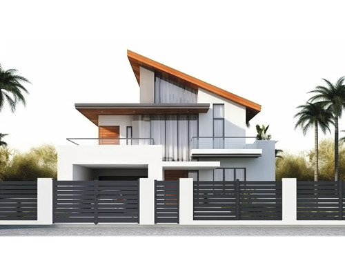 Moderný dom s šedým oplotením