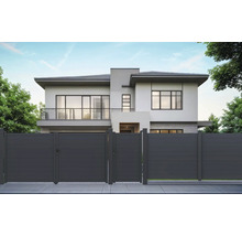 Moderný dom so sivým hliníkovým oplotením pre vonkajšie použitie