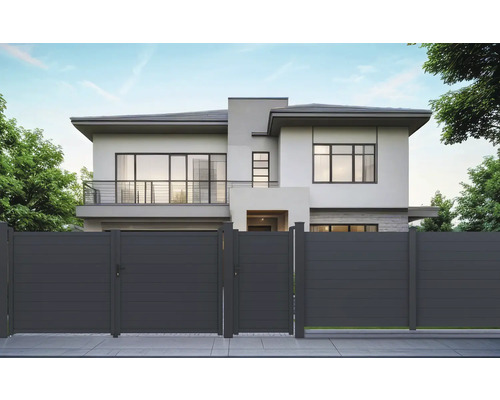 Moderný dom so sivým hliníkovým oplotením pre vonkajšie použitie