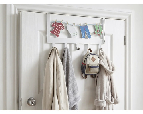 Vešiak na dvere s háčikmi na oblečenie na uloženie búnd, uterákov a batohov