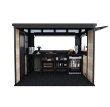 Vonkajší bar s policami, chladničkou na nápoje a pracovnou plochou