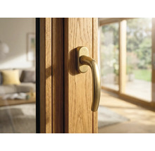 Detail drevených vchodových dverí s kľučkou