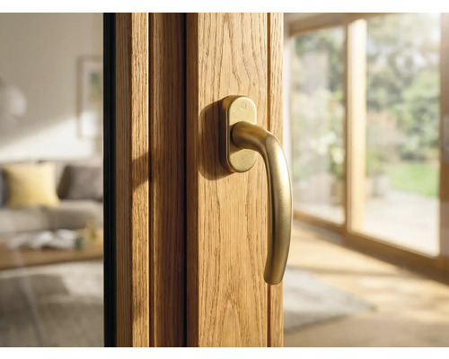 Detail drevených vchodových dverí s kľučkou