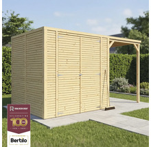 Záhradný domček s verandou a metlou