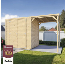 Záhradná skriňa s dreveným baldachýnom vo vonkajšom prostredí