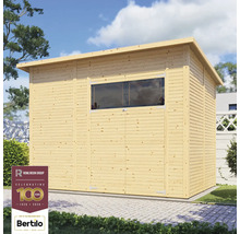 Drevený záhradný domček s oknom do záhrady