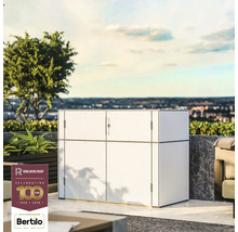 Fotografia vonkajšej skrine s dvierkami na terase, ideálna na vonkajšie skladovanie.