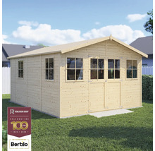 Drevená záhradná búda s oknami a dvojkrídlovými dverami