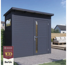 Záhradný domček s oknom a dverami so sklenenou výplňou