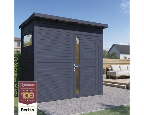 Záhradný domček s oknom a dverami so sklenenou výplňou