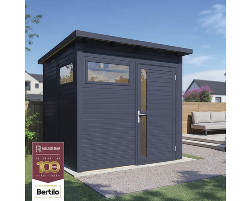 Záhradný domček Bertilo Pentus 2 vrátane podlahy 226x234 cm antracit Moderný záhradný domček s oknom a dverami