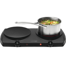 Dvojitá varná doska s hrncom na jednej platni