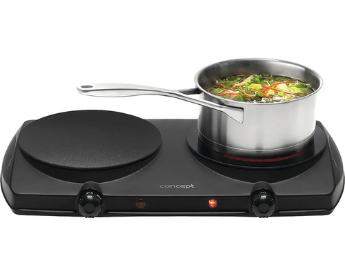 Dvojitá varná doska s hrncom na jednej platni