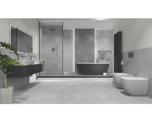 Kúpeľňa so sprchou, vaňou, umývadlom, zrkadlom, toaletou a bidetom