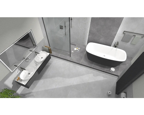 Svetlá kúpeľňa s dvojitým umývadlom, vaňou a sprchou