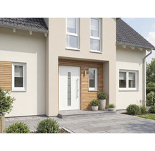 Exteriér domu so vstupnými dverami a oknami