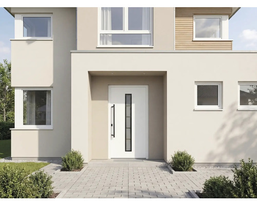 Fasáda domu s vchodovými dverami a oknami