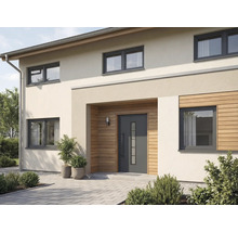 Fasáda domu s vchodovými dverami a oknami