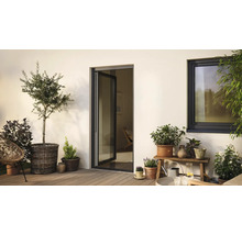 Terasa s terasovými dverami, oknom a rastlinami