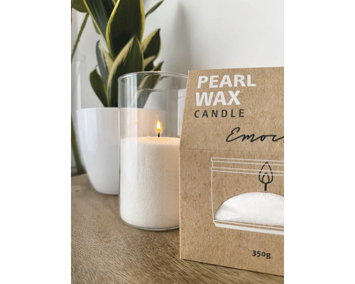 Vonná sypaná sviečka Emocio 350 g Cashmere + 10 ks knôtov biela