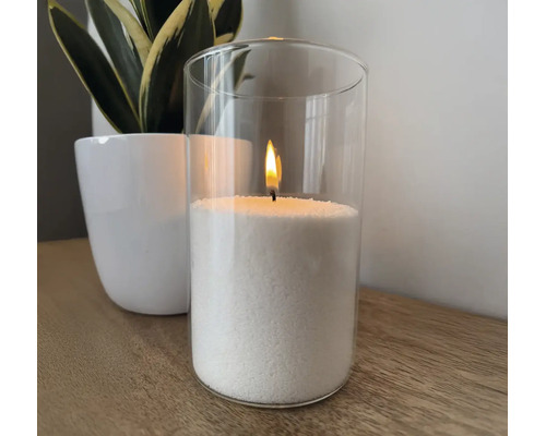 Vonná sypaná sviečka Emocio 350 g Cashmere + 10 ks knôtov biela