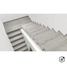 Schodiskové stupne s moderným vzhľadom dreva v minimalisticky navrhnutom schodisku. (Image AI modified or generated)