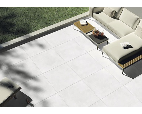 Keramická dlažba Flairstone 90 x 90 x 3 cm Ice Cube Terasa s dlaždicami a záhradným nábytkom