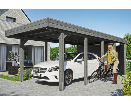 Prístrešok na auto Skan Holz Friesland 314x708 cm bridlicovo sivý vr. alu plechu a odkladacieho priestoru Prístrešok na auto Skan Holz Friesland 314x708 cm bridlicovo sivý vr. alu plechu a odkladacieho priestoru