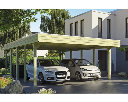 Prístrešok na auto Skan Holz Friesland dvojitý 557x708 cm impregnovaný vr. EPDM fólie Prístrešok na auto Skan Holz Friesland dvojitý 557x708 cm impregnovaný vr. EPDM fólie