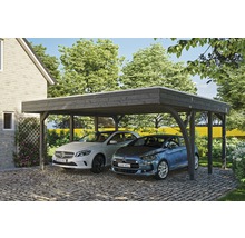 Drevený dvojitý prístrešok pre auto s dvomi autami