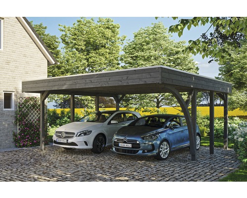 Prístrešok na auto Skan Holz Friesland dvojitý 557x555 cm bridlicovo sivý vr. alu plechu a 1 oblúka Prístrešok na auto Skan Holz Friesland dvojitý 557x555 cm bridlicovo sivý vr. alu plechu a 1 oblúka